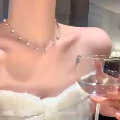 芒果饰品 韩系璀璨满天星珍珠高级感轻奢小众锁骨链配饰 锆石 项链 女款