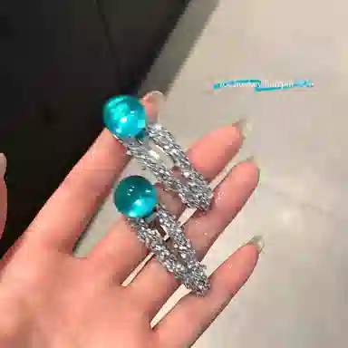 芒果饰品 韩系甜美时尚独特设计高透圆珠细闪碎钻精致细节 合金 发夹 女款