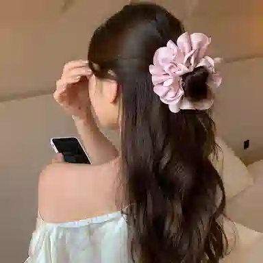 芒果饰品 超仙夏日多层花瓣大肠头绳发饰头花 布艺 发圈 女款