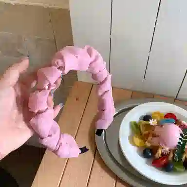 芒果饰品 超仙褶皱泡泡网纱带齿 亚克力 发箍 女款