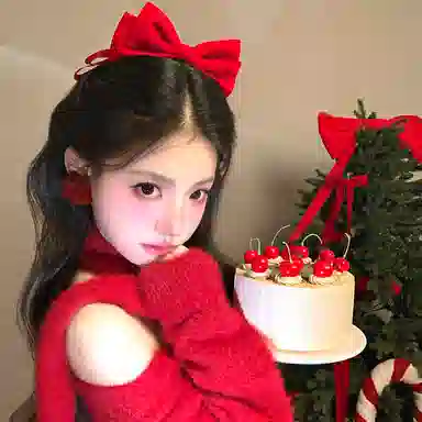 芒果饰品 圣诞红蝴蝶结 毛绒 发夹 女款