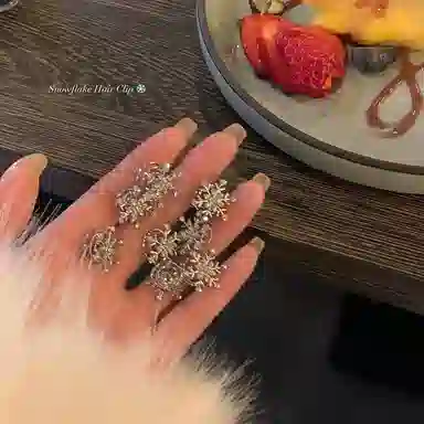 芒果饰品 雪花锆石 锌合金 发夹 女款