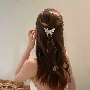 芒果饰品 高级感发饰新中式国风清冷蝴蝶流苏 发夹 女款