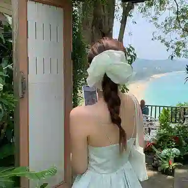 芒果饰品 法式欧根纱大号网纱大肠 布艺 发圈 女款