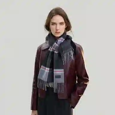 ELLE Plaid Wool Scarf