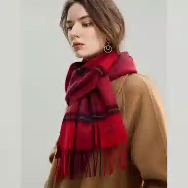 ELLE Plaid Wool Scarf