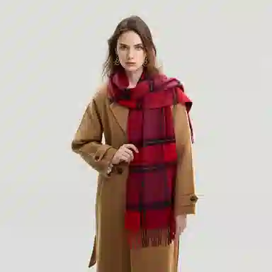 ELLE Plaid Wool Scarf