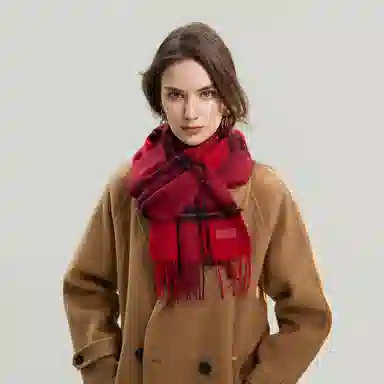 ELLE Plaid Wool Scarf