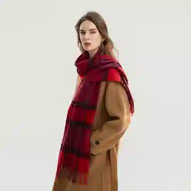 ELLE Plaid Wool Scarf