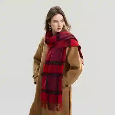 ELLE Plaid Wool Scarf