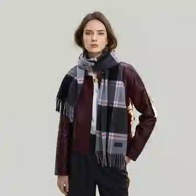 ELLE Plaid Wool Scarf