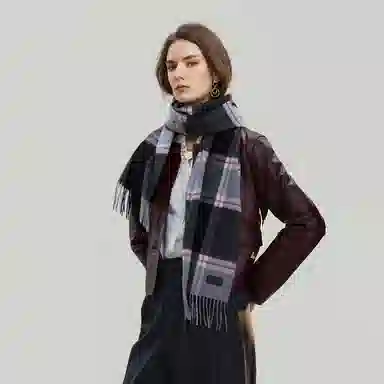 ELLE Plaid Wool Scarf