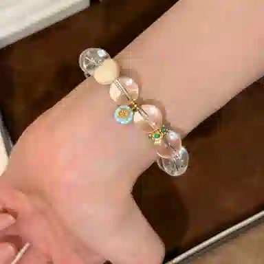 金杰福 夏日晴空爱心猛犸气质百搭#好运天然 白水晶 手串 女款