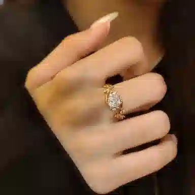 金杰福 高定系列花开半夏介质小众设计百搭质感意大利工艺 合金 戒指 女款