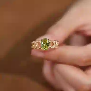 金杰福 异型椭圆复古时尚小众质感 培育钻石 戒指 女款