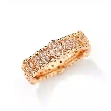 金杰福 豪华镶嵌满钻四叶草万花筒满钻时尚轻奢款 意大利工艺 戒指 女款