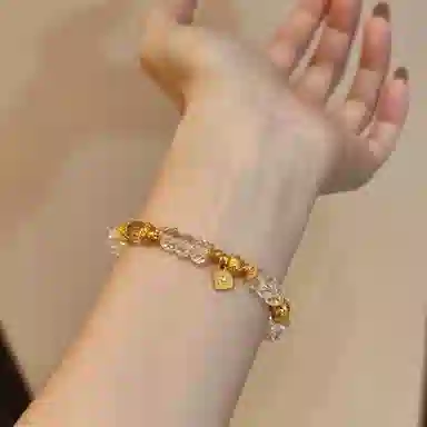 金杰福 六棱转运珠轻奢雕花天然 白水晶 手串 女款