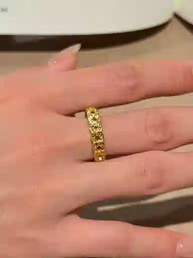 金杰福 碎冰冰铜钱招财新中式精致 合金 戒指 女款