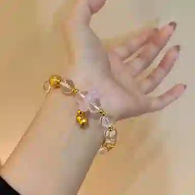 金杰福 紫玉点睛金皇冠葫芦双坠雕花球天然 白水晶 手串 女款