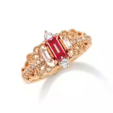 金杰福 拉复古风蕾丝方切冰花意大利工艺 合金 戒指 女款