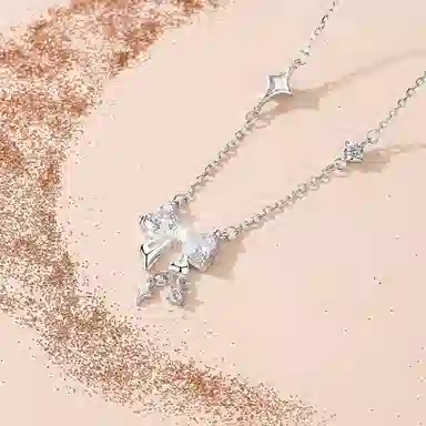 金杰福 甜美蝴蝶结流苏吊坠 精致轻奢优雅小众高级感锁骨链 项链 女款