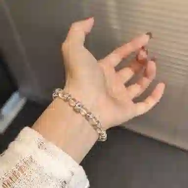 金杰福 星轨雕花隔片+宝石能量珠 极光幻彩扣轻奢珠宝天然 白水晶 手链 女款