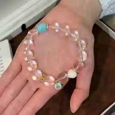 金杰福 夏日晴空爱心猛犸气质百搭#好运天然 白水晶 手串 女款