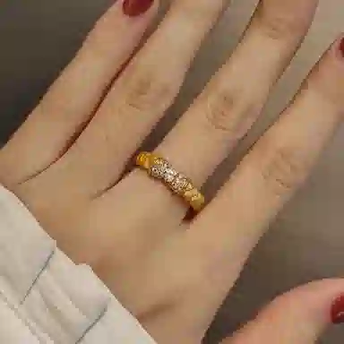 金杰福 麦穗蝴蝶结 时尚简约 培育钻石 戒指 女款