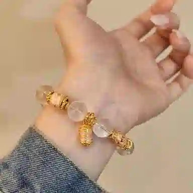 金杰福 珐琅转筒盘缠精致高级天然 粉水晶 手链 女款