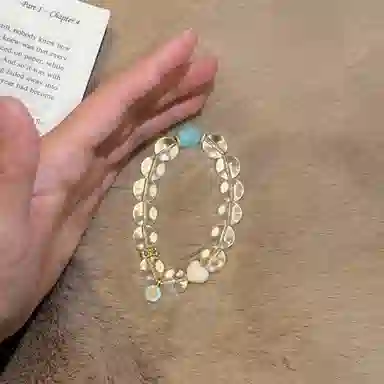 金杰福 夏日晴空爱心猛犸气质百搭#好运天然 白水晶 手串 女款