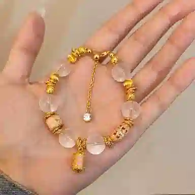 金杰福 珐琅转筒盘缠精致高级天然 粉水晶 手链 女款