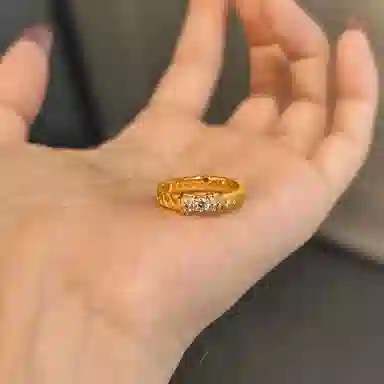 金杰福 麦穗蝴蝶结 时尚简约 培育钻石 戒指 女款