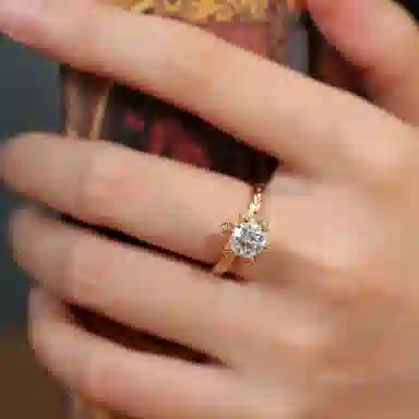 金杰福 经典璀璨六爪意大利工艺小众百搭精致 合金 戒指 女款