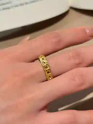 金杰福 碎冰冰铜钱招财新中式精致 合金 戒指 女款