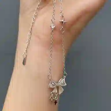 金杰福 甜美蝴蝶结流苏吊坠 精致轻奢优雅小众高级感锁骨链 项链 女款