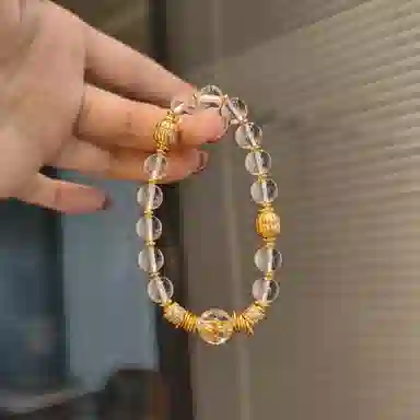 金杰福 转运珠盘缠轻奢气质小众精致百搭天然 白水晶 手串 女款