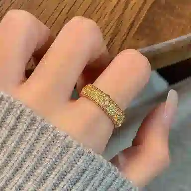 金杰福 豪华镶嵌满钻四叶草万花筒满钻时尚轻奢款 意大利工艺 戒指 女款