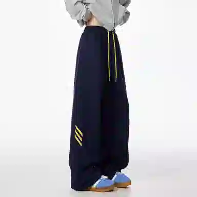 悍戈 美式复古宽松阔腿直筒条纹垂感百搭运动通勤针织卫裤休闲裤 男款