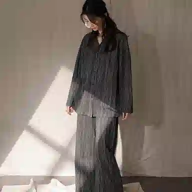 同语 情侣睡衣女春秋季纯棉薄款家居服男女全棉休闲韩版可外出套装 家居套装 情侣款 深灰色