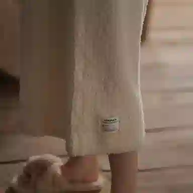 同语 半边绒软绵绵睡衣珊瑚绒加厚款连帽可外穿睡裙 女款 橘白色