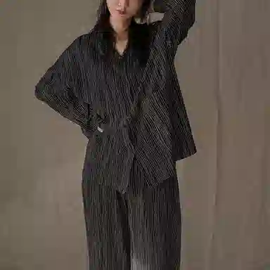 同语 情侣睡衣女春秋季纯棉薄款家居服男女全棉休闲韩版可外出套装 家居套装 情侣款 深灰色
