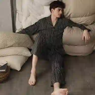 同语 情侣睡衣女春秋季纯棉薄款家居服男女全棉休闲韩版可外出套装 家居套装 情侣款 深灰色
