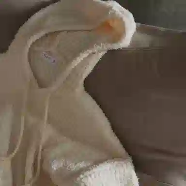 同语 半边绒软绵绵睡衣珊瑚绒加厚款连帽可外穿睡裙 女款 橘白色