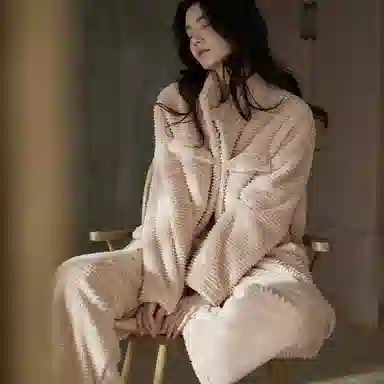 同语 珊瑚绒睡衣女加厚秋冬季女士家居服可外穿休闲套装冬天加绒款 家居套装 女款 月季粉