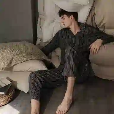 同语 情侣睡衣女春秋季纯棉薄款家居服男女全棉休闲韩版可外出套装 家居套装 情侣款 深灰色