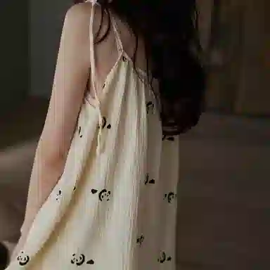 同语 睡衣女吊带夏季梭织纯棉套装薄女士可爱甜美可外穿夏天家居服 家居套装 女款 橘白色墨纹熊猫