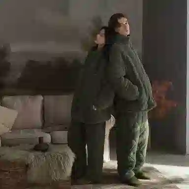同语 寒冬保暖服 × 三层夹棉 情侣睡衣三层夹棉珊瑚绒加厚冬季家居服法兰绒加绒可外穿套装 家居套装 情侣款 松绿