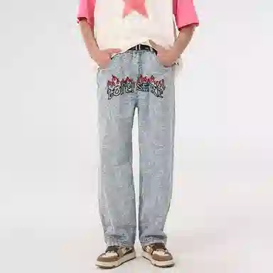 PASET Flame Embroidery Jeans