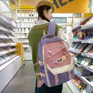 尼格尔大容量双肩背包休闲校园女生尼龙双肩包小学生初中生学生上课书包女多色