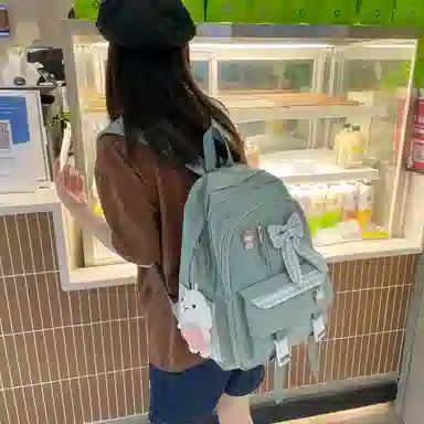 尼格尔 小学生书包蝴蝶结可爱甜美尼龙书包背包双肩包 女款 多色